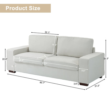 Divano a due posti in velluto a coste di lino largo 80,1 pollici per soggiorno