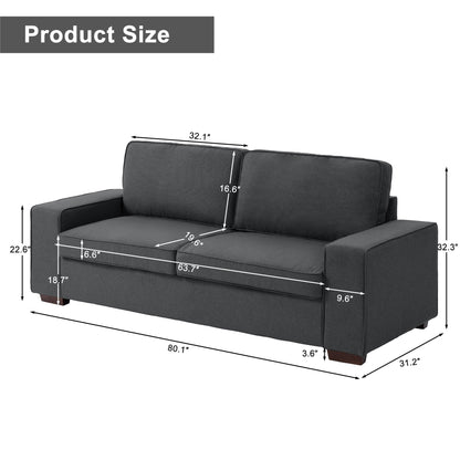 Divano a due posti in velluto a coste di lino largo 80,1 pollici per soggiorno