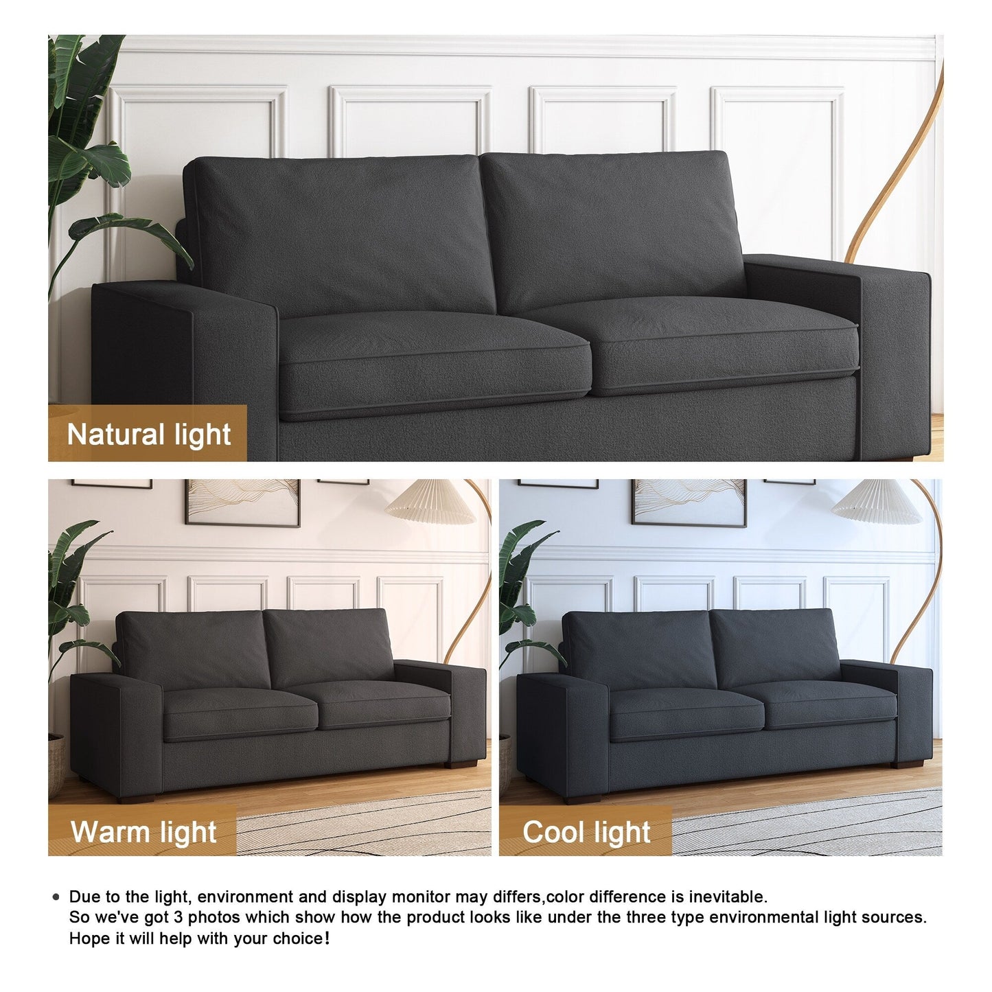 Divano a due posti in velluto a coste di lino largo 80,1 pollici per soggiorno