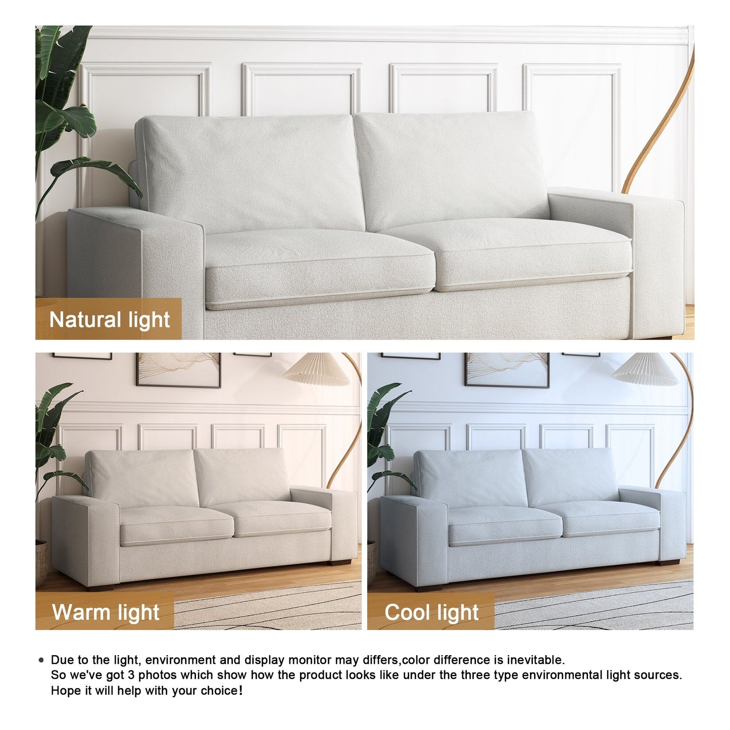 Divano a due posti in velluto a coste di lino largo 80,1 pollici per soggiorno