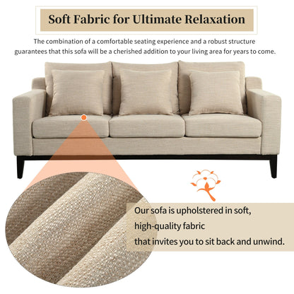 Divano a 3 posti in poliestere 80,5, finiture in legno massello - Comfort premium per soggiorno o studio