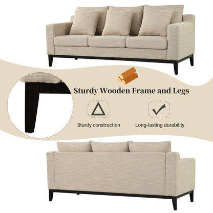 Divano a 3 posti in poliestere 80,5, finiture in legno massello - Comfort premium per soggiorno o studio