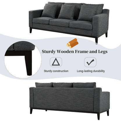 Divano a 3 posti in poliestere 80,5, finiture in legno massello - Comfort premium per soggiorno o studio