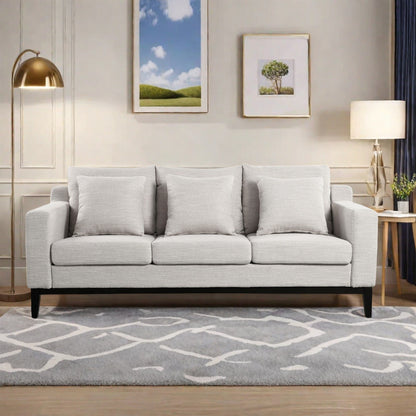 Divano a 3 posti in poliestere 80,5, finiture in legno massello - Comfort premium per soggiorno o studio