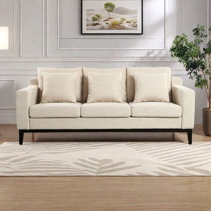 Divano a 3 posti in poliestere 80,5, finiture in legno massello - Comfort premium per soggiorno o studio