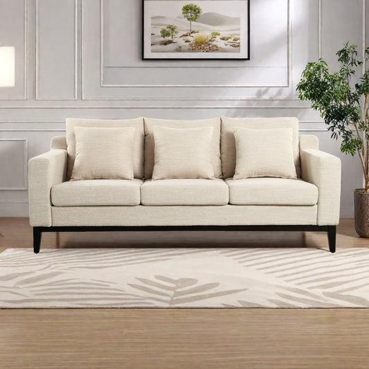 Divano a 3 posti in poliestere 80,5, finiture in legno massello - Comfort premium per soggiorno o studio