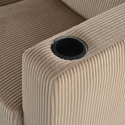 Divano a 3 posti in legno massello da 80 pollici con 2 porte USB e due portabicchieri