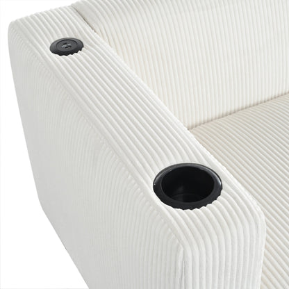 Divano a 3 posti in legno massello da 80 pollici con 2 porte USB e due portabicchieri