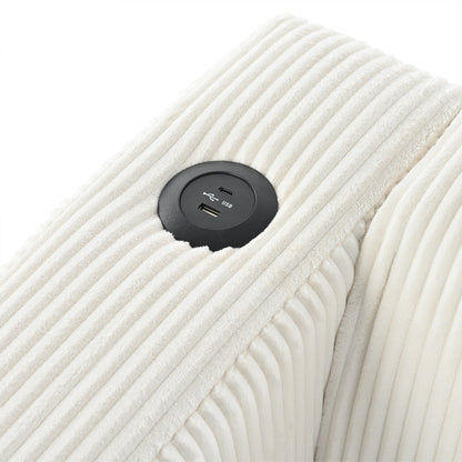 Divano a 3 posti in legno massello da 80 pollici con 2 porte USB e due portabicchieri