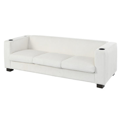 Divano a 3 posti in legno massello da 80 pollici con 2 porte USB e due portabicchieri