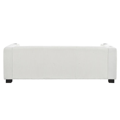 Divano a 3 posti in legno massello da 80 pollici con 2 porte USB e due portabicchieri