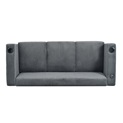 Divano a 3 posti in legno massello da 80 pollici con 2 porte USB e due portabicchieri