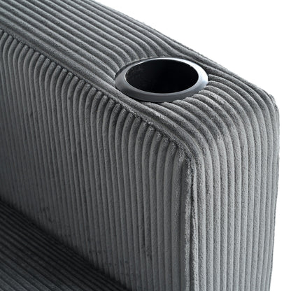 Divano a 3 posti in legno massello da 80 pollici con 2 porte USB e due portabicchieri