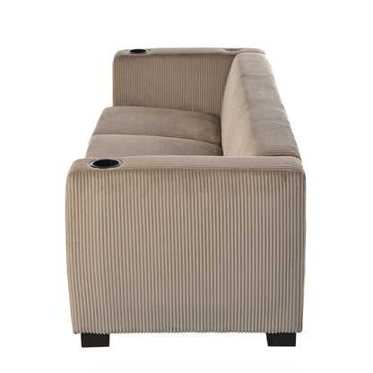 Divano a 3 posti in legno massello da 80 pollici con 2 porte USB e due portabicchieri