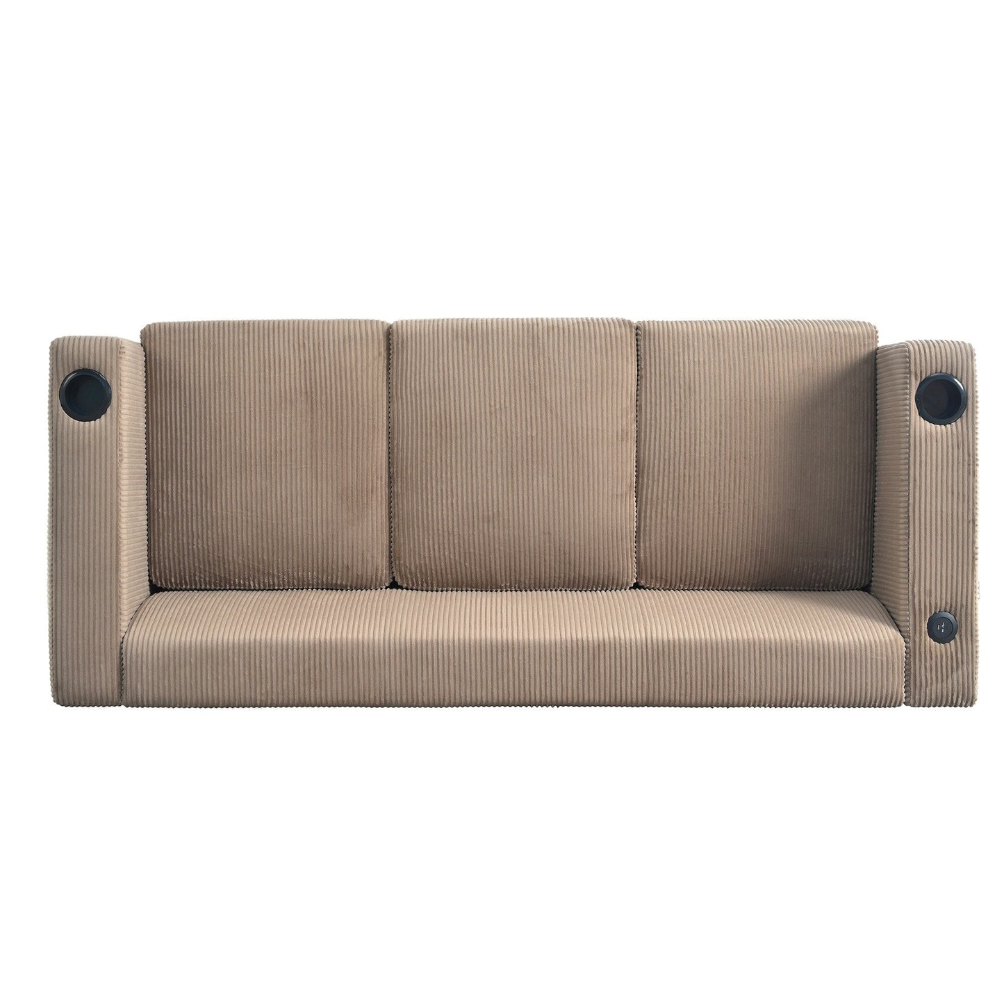 Divano a 3 posti in legno massello da 80 pollici con 2 porte USB e due portabicchieri