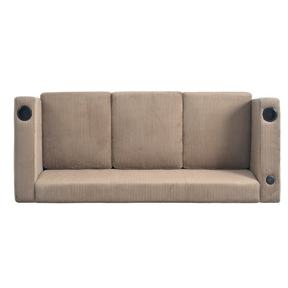 Divano a 3 posti in legno massello da 80 pollici con 2 porte USB e due portabicchieri