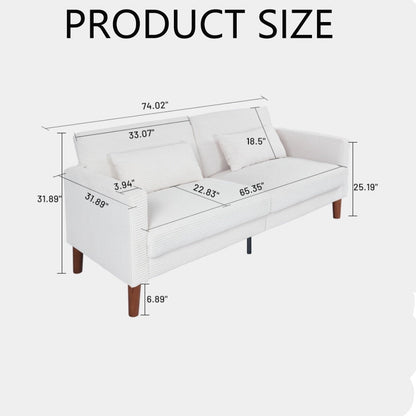 Divano, divano in velluto a coste, divano a due posti con 2 cuscini per soggiorno, camera da letto
