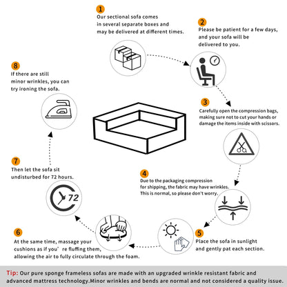 Divano curvo a 3 posti in poliestere 81,5 con braccioli ergonomici, schiuma ad alta densità e nessun montaggio richiesto