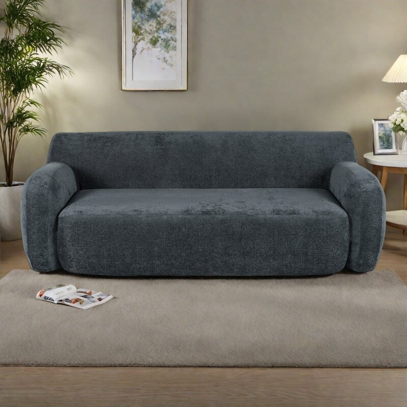 Divano curvo a 3 posti in poliestere 81,5 con braccioli ergonomici, schiuma ad alta densità e nessun montaggio richiesto