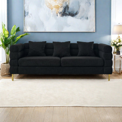 Divano in tessuto 81 a 3 posti con 3 cuscini, seduta morbida per soggiorno, camera da letto