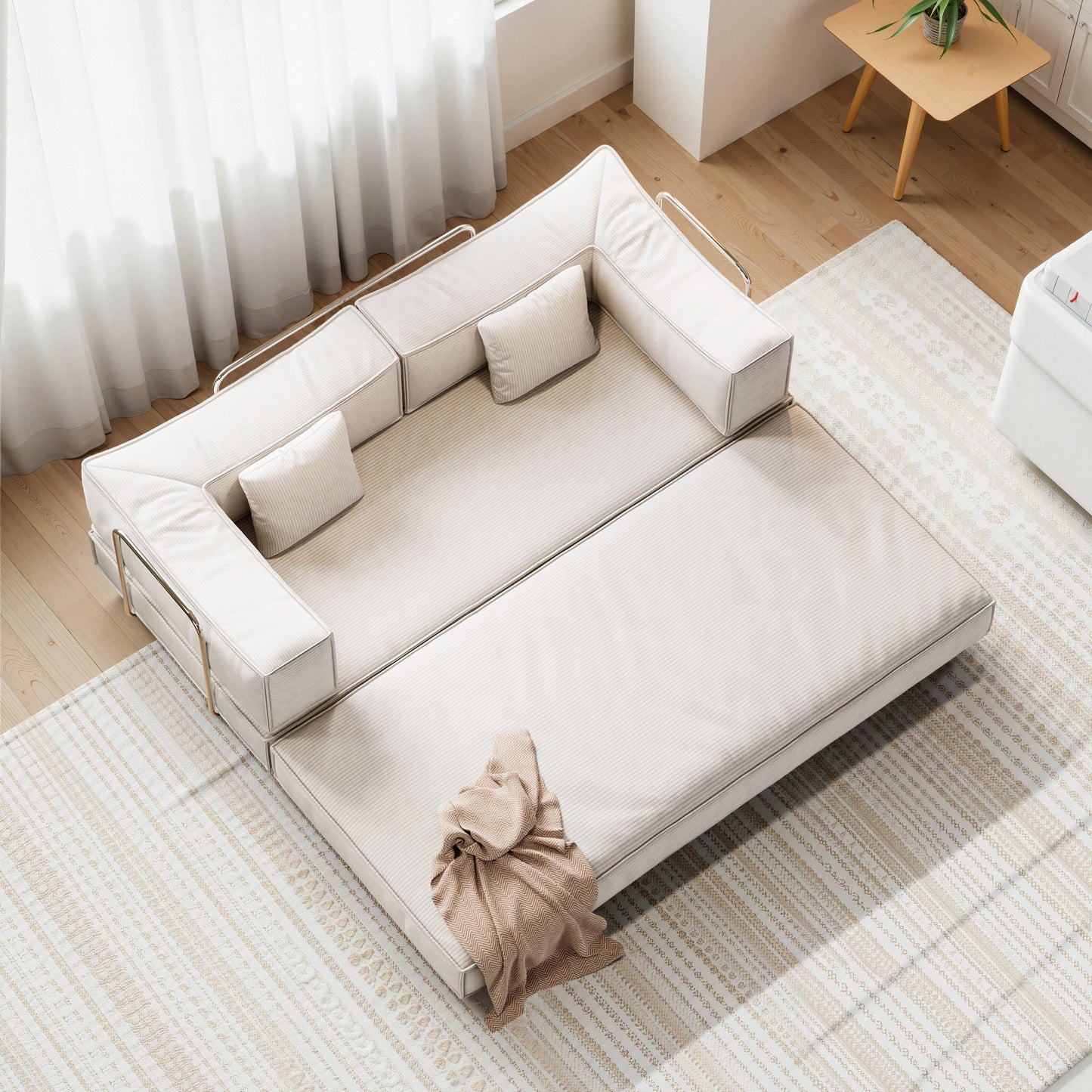 Divano modulare convertibile in ciniglia da 82 pollici per soggiorno