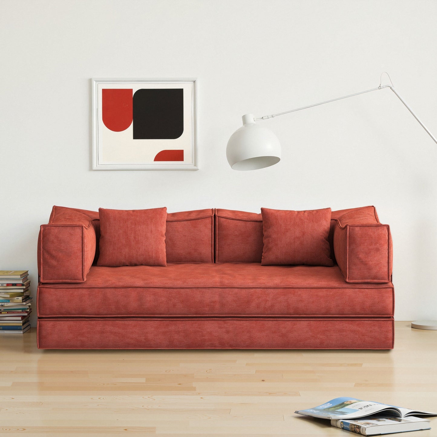 Divano modulare convertibile in ciniglia da 82 pollici per soggiorno