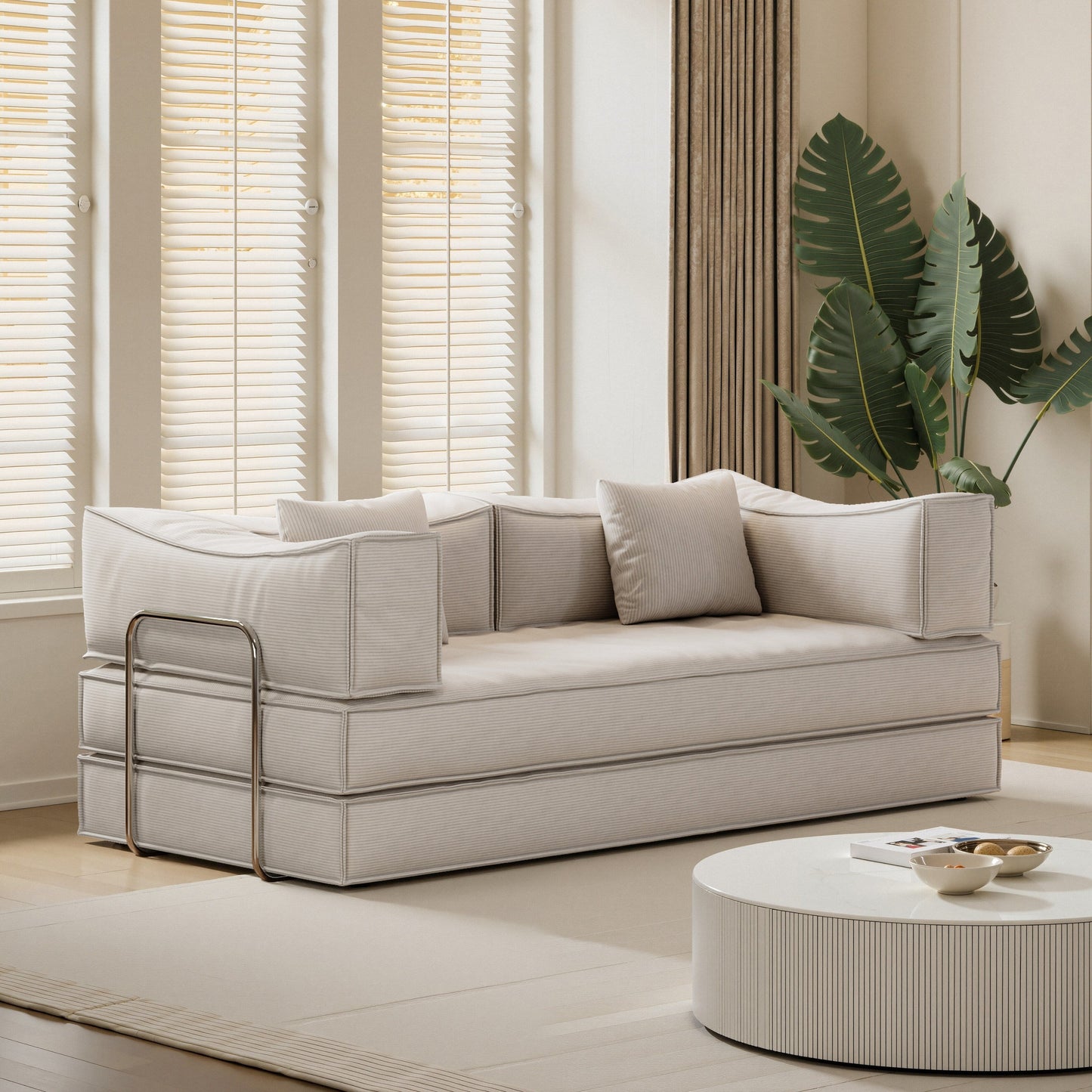 Divano modulare convertibile in ciniglia da 82 pollici per soggiorno