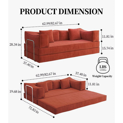 Divano modulare convertibile in ciniglia da 82 pollici per soggiorno