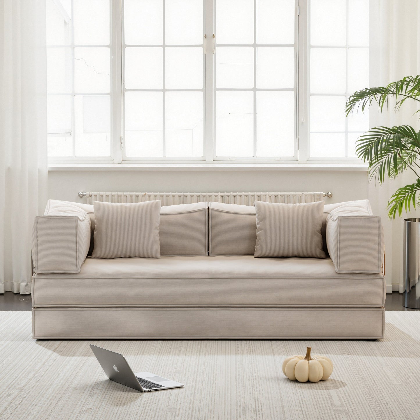 Divano modulare convertibile in ciniglia da 82 pollici per soggiorno