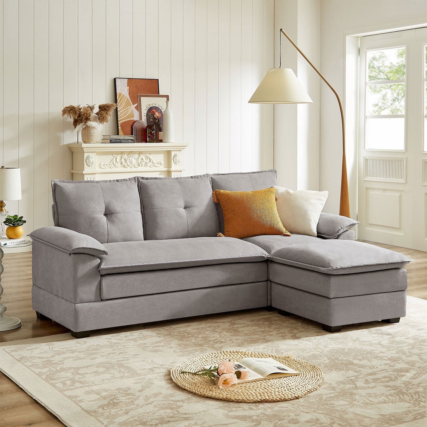 Divano componibile a L da 82,28 pollici con sedute a nuvola per soggiorno