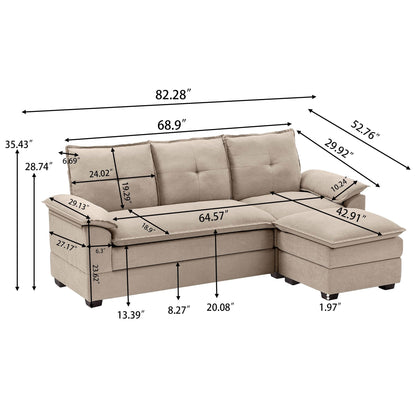 Divano componibile a L da 82,28 pollici con sedute a nuvola per soggiorno
