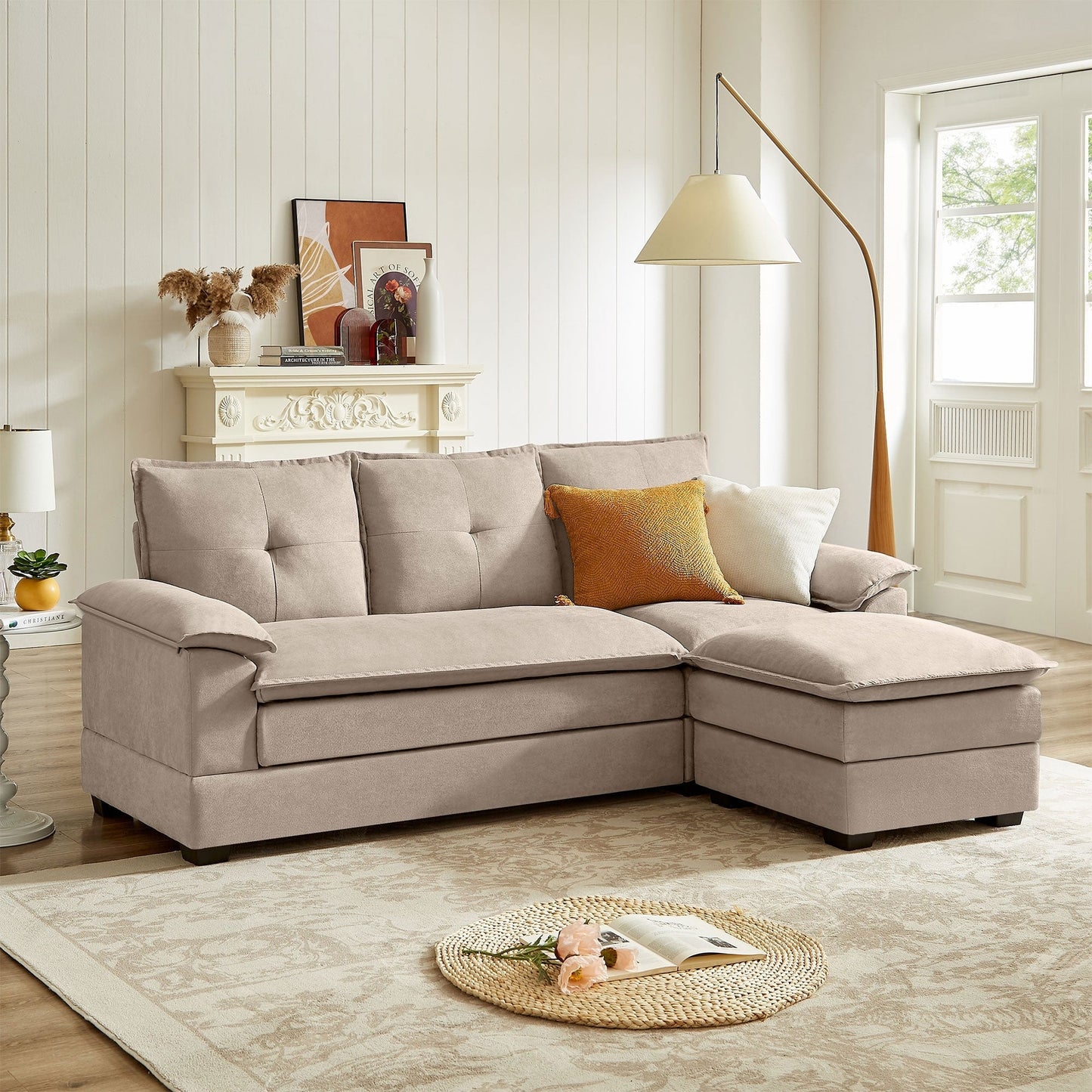 Divano componibile a L da 82,28 pollici con sedute a nuvola per soggiorno