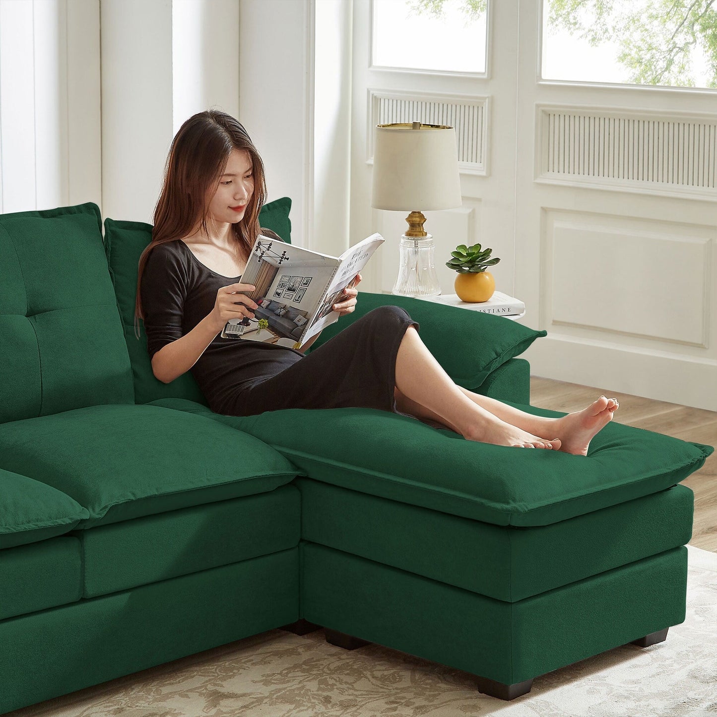 Divano componibile a L da 82,28 pollici con sedute a nuvola per soggiorno