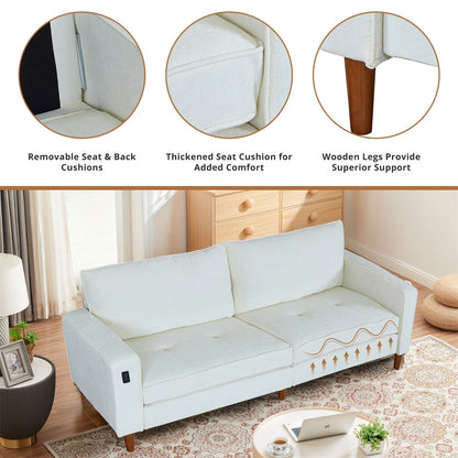 Divano reclinabile in ciniglia moderno da 82,6 pollici per soggiorno, divano a due posti, fodera per divano rimovibile con USB, facile da installare