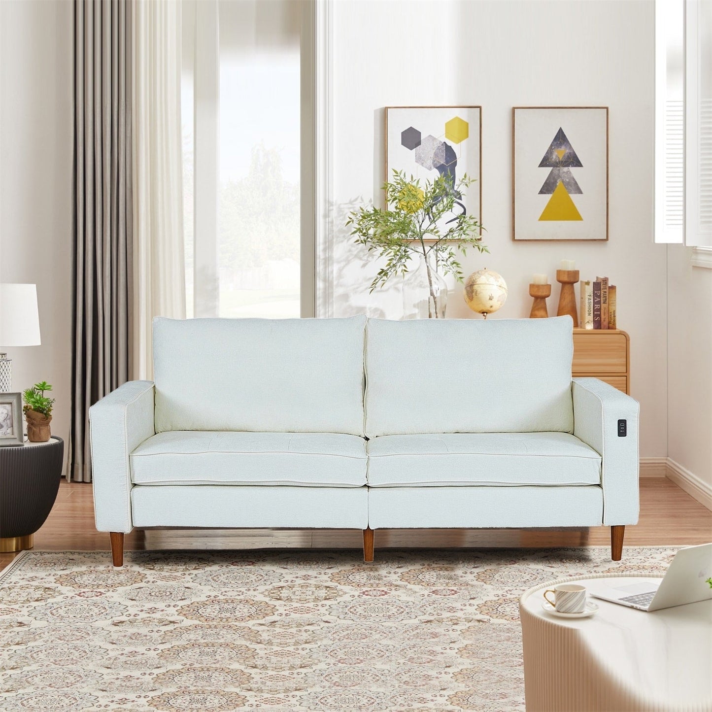 Divano reclinabile in ciniglia moderno da 82,6 pollici per soggiorno, divano a due posti, fodera per divano rimovibile con USB, facile da installare