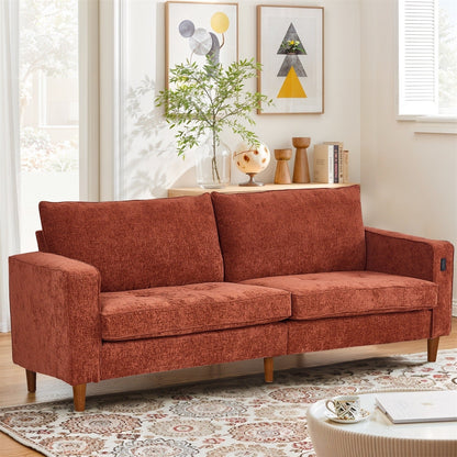 Divano reclinabile in ciniglia moderno da 82,6 pollici per soggiorno, divano a due posti, fodera per divano rimovibile con USB, facile da installare