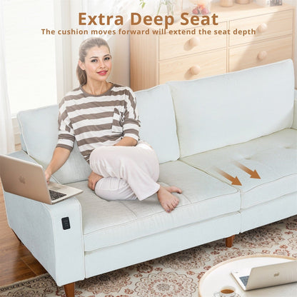 Divano reclinabile in ciniglia moderno da 82,6 pollici per soggiorno, divano a due posti, fodera per divano rimovibile con USB, facile da installare