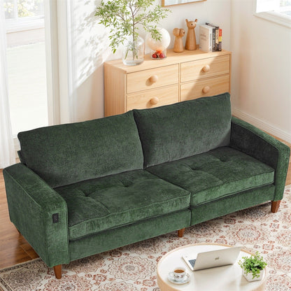 Divano reclinabile in ciniglia moderno da 82,6 pollici per soggiorno, divano a due posti, fodera per divano rimovibile con USB, facile da installare