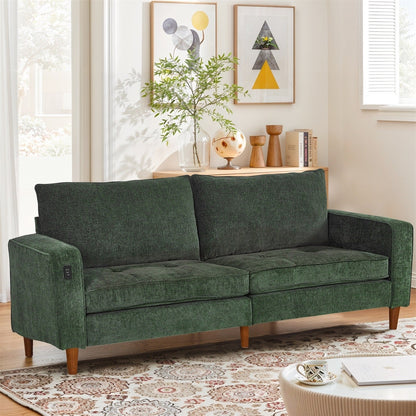 Divano reclinabile in ciniglia moderno da 82,6 pollici per soggiorno, divano a due posti, fodera per divano rimovibile con USB, facile da installare