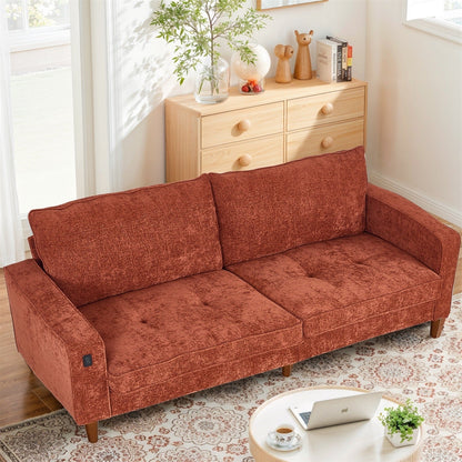 Divano reclinabile in ciniglia moderno da 82,6 pollici per soggiorno, divano a due posti, fodera per divano rimovibile con USB, facile da installare