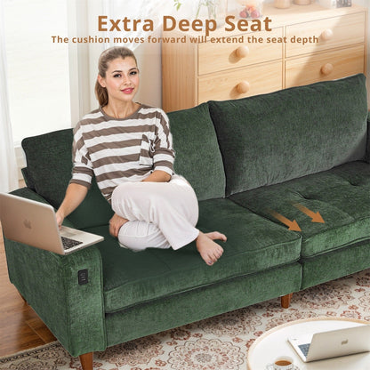 Divano reclinabile in ciniglia moderno da 82,6 pollici per soggiorno, divano a due posti, fodera per divano rimovibile con USB, facile da installare