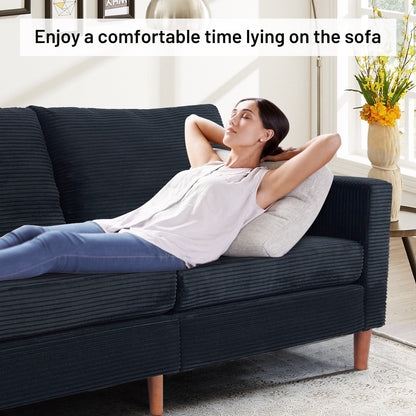 Divano a due posti rettangolare in velluto a coste da 82,68 pollici, stile moderno di metà secolo, con bracciolo quadrato