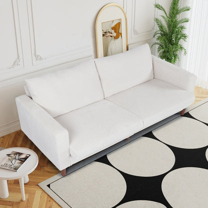 Divano a due posti rettangolare in velluto a coste da 82,68 pollici, stile moderno di metà secolo, con bracciolo quadrato