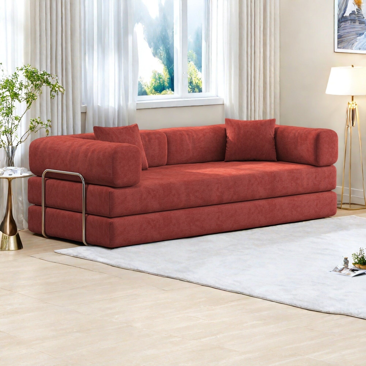 Divano modulare a 3 posti in schiuma 82.68 con schienale rimovibile, seduta larga 70 cm, rivestimento lavabile, struttura in acciaio inossidabile