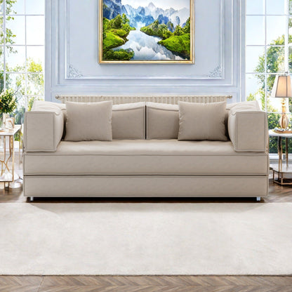 Divano modulare a 3 posti in schiuma 82.68 con schienale rimovibile, seduta larga 70 cm, rivestimento lavabile, struttura in acciaio inossidabile