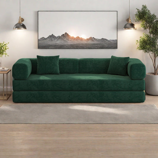 Divano letto trasformabile in pudding block a 4 posti in schiuma da 82,68 pollici, per soggiorno e camera da letto