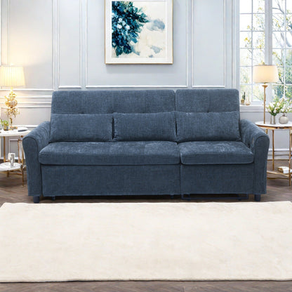 Divano letto 2 in 1 in ciniglia 82 con schienale regolabile, chaise longue reversibile, porte di ricarica USB