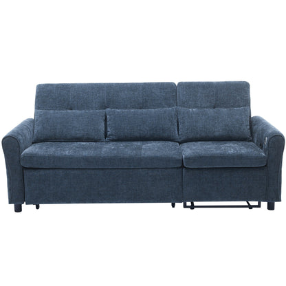 Divano letto 2 in 1 in ciniglia 82 con schienale regolabile, chaise longue reversibile, porte di ricarica USB