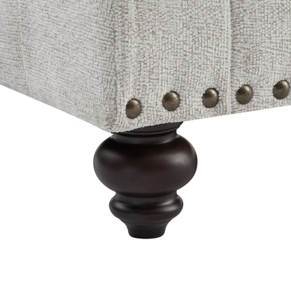 82 Divani imbottiti moderni in ciniglia a 2 posti con chiodi e braccioli (bianco)