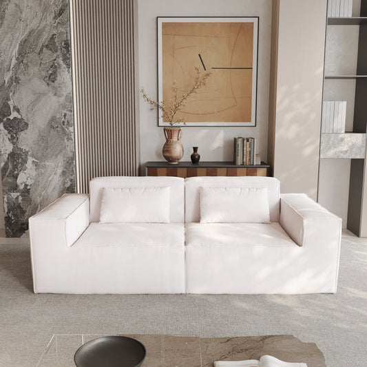 Divano componibile moderno imbottito 82, divano in velluto a coste con rivestimento in tessuto mobile e 2 cuscini